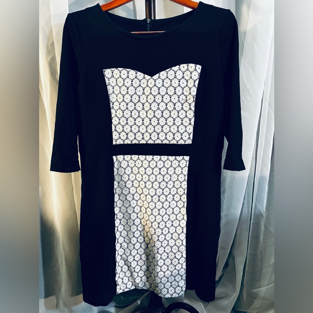 Black & White Lace Trimmed Dress